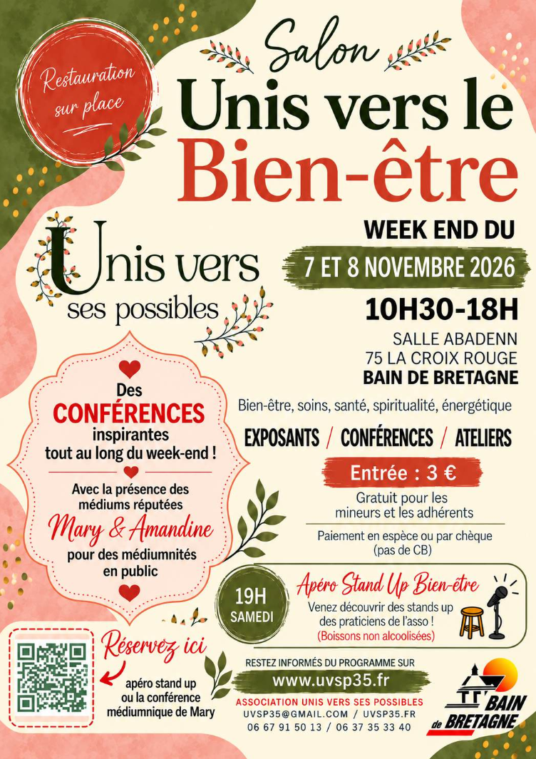 7-8 novembre 2026 : Salon Unis Vers le Bien-&Ecirc;tre, &agrave; Bain de Bretagne (35)